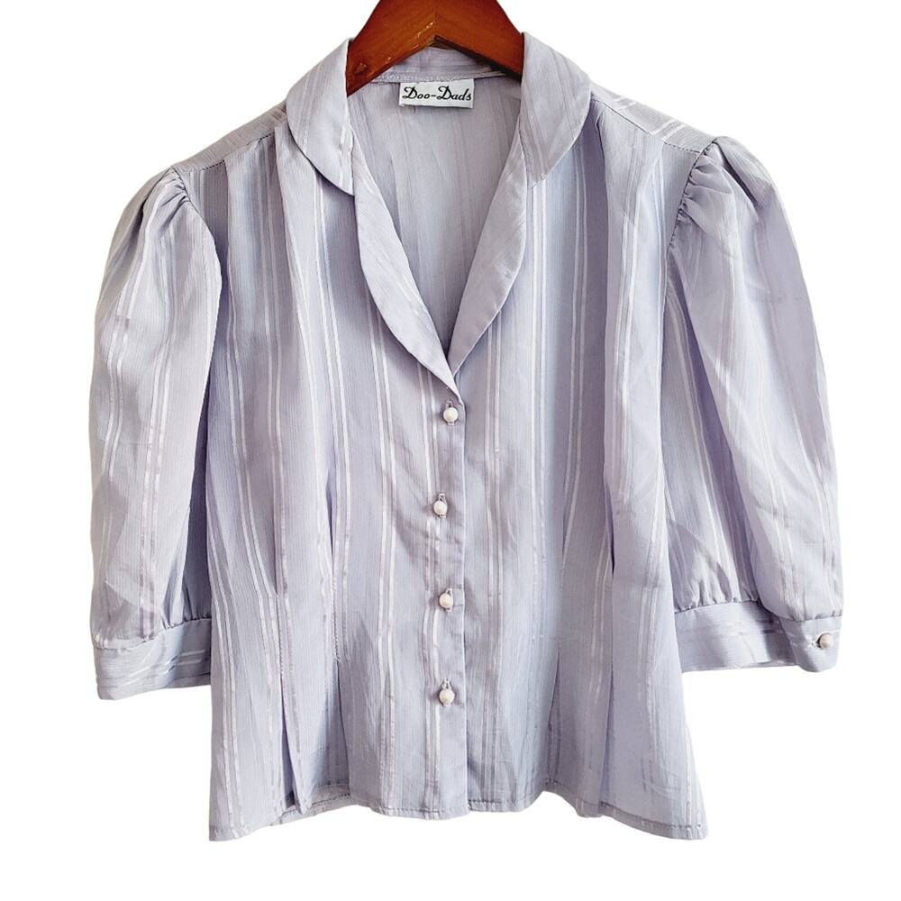 Vintage Lavender Striped Button-Front Blouse
